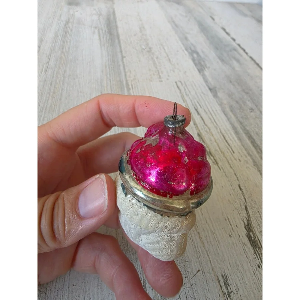 Antique Santa bust glass ornament Mercury cap Xmas tree